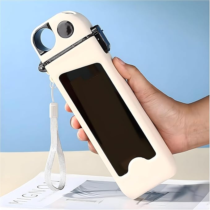 Slim Flat Water Bottle, Lightweight Portable Travel Bottle with Measurement Markings, Square Plastic Design for Easy Carry 400ml (assorted colors)(pack of 1)