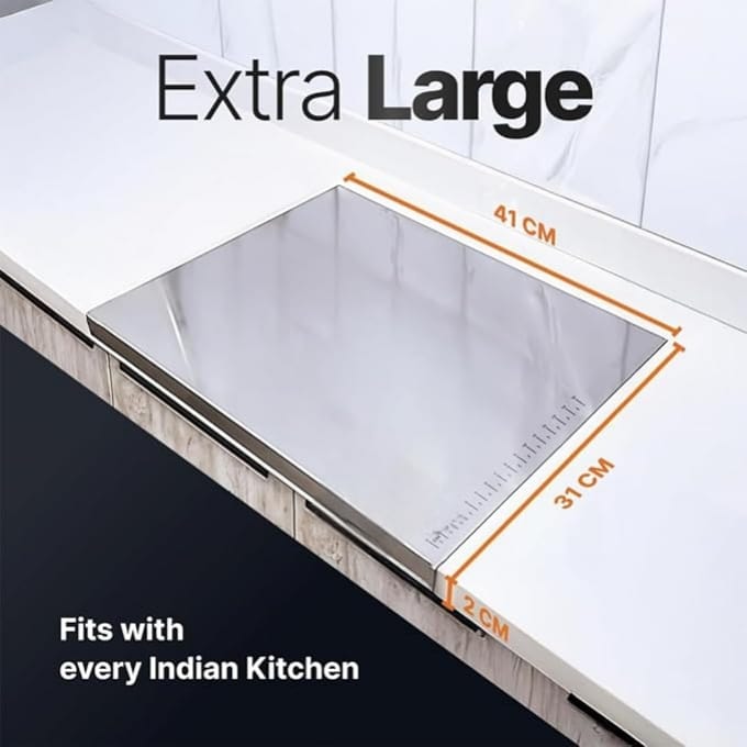 Large Countertop Stainless Steel Chopping Board for Kitchen,Fruit and Vegetable Cutting & Chopping Board (Pack of 1) - CL-DW-862