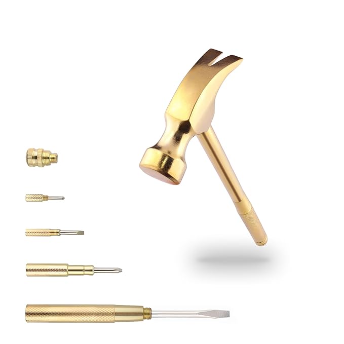 Multifunction Hammer 5 in 1 with Slotted/Flat Head Phillips Screwdriver Claw Hammer Manual, Portable Metal Mini Tool Hammer