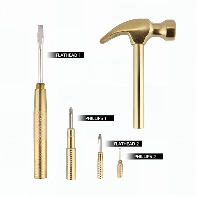 Multifunction Hammer 5 in 1 with Slotted/Flat Head Phillips Screwdriver Claw Hammer Manual, Portable Metal Mini Tool Hammer