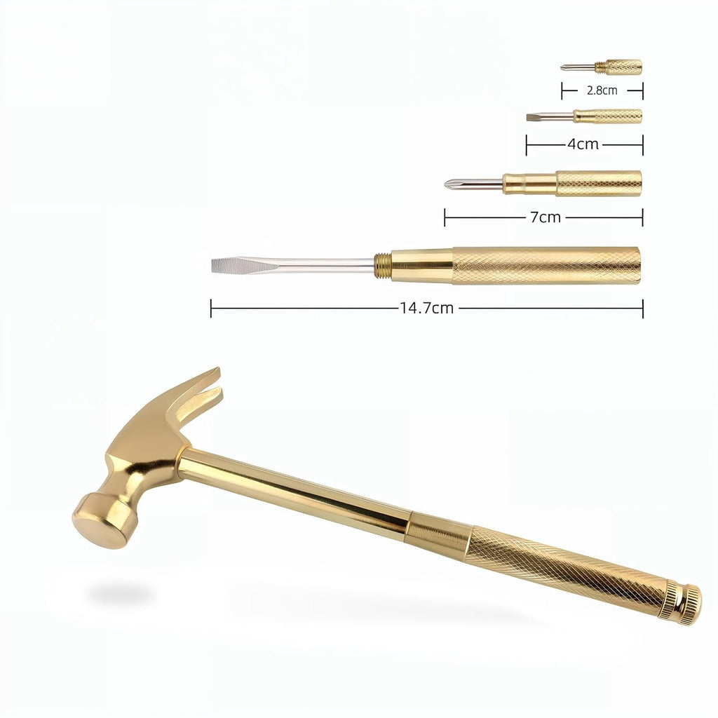 Multifunction Hammer 5 in 1 with Slotted/Flat Head Phillips Screwdriver Claw Hammer Manual, Portable Metal Mini Tool Hammer