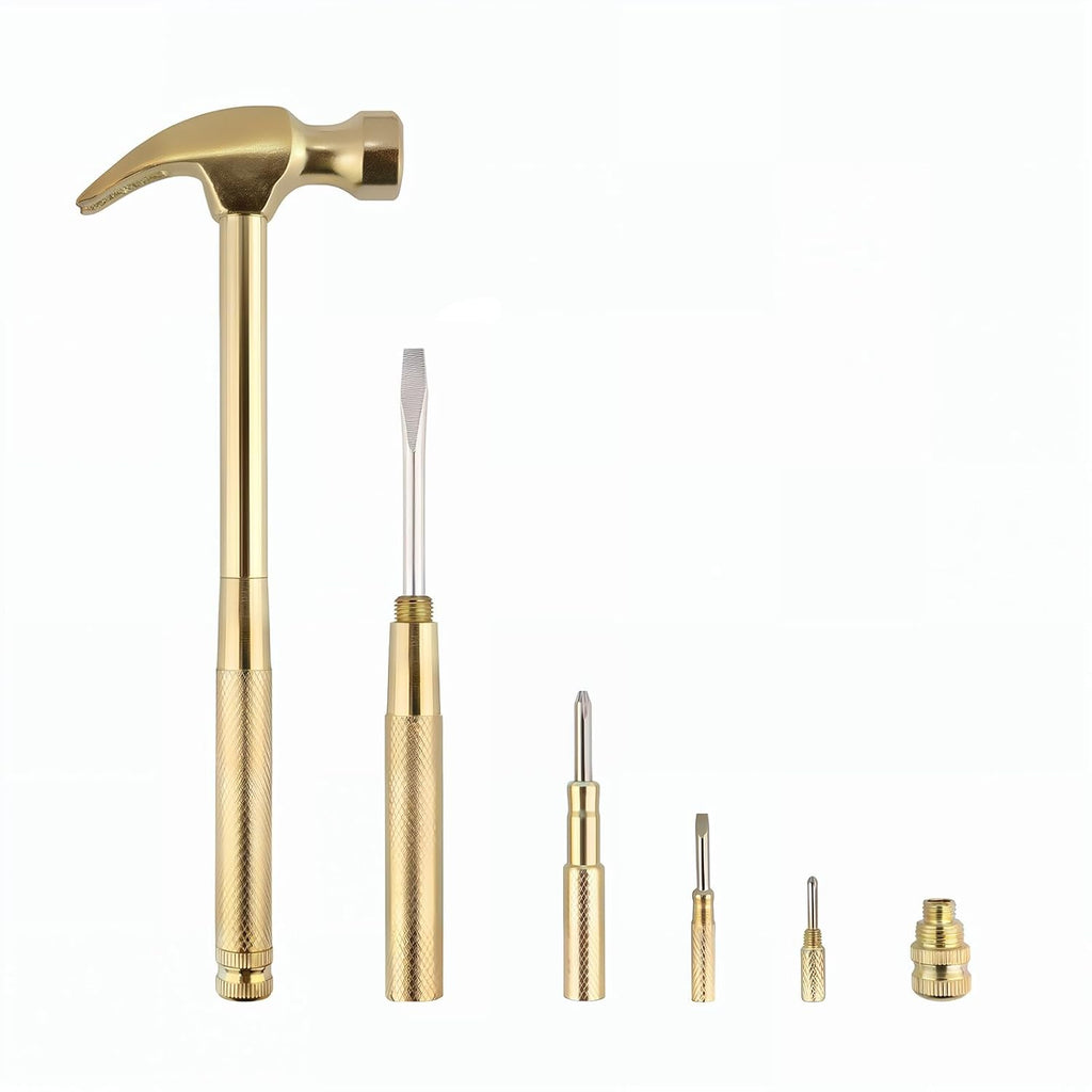 Multifunction Hammer 5 in 1 with Slotted/Flat Head Phillips Screwdriver Claw Hammer Manual, Portable Metal Mini Tool Hammer