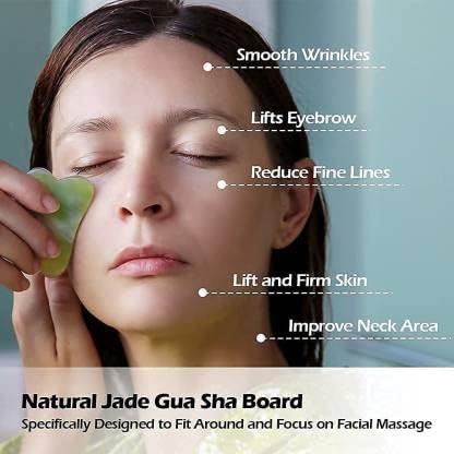 Hanglow Facial Massager Jade Roller & Gua Sha Tool Natural Himalayan Stone for Face Neck Healing Skin Wrinkles & Serum Application (Copy) - CL-RA-1920