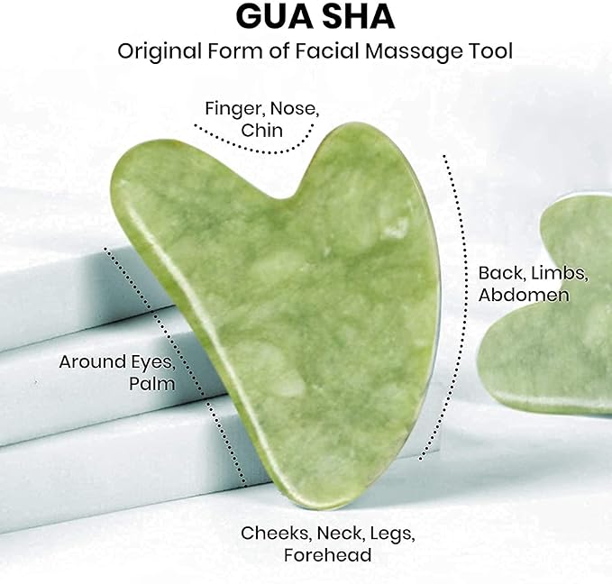 Hanglow Facial Massager Jade Roller & Gua Sha Tool Natural Himalayan Stone for Face Neck Healing Skin Wrinkles & Serum Application (Copy) - CL-RA-1920