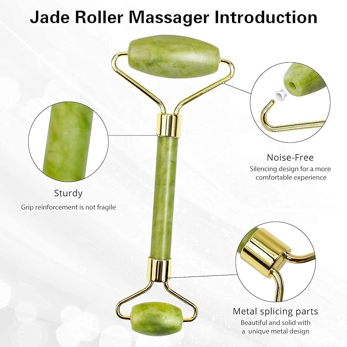 Hanglow Facial Massager Jade Roller & Gua Sha Tool Natural Himalayan Stone for Face Neck Healing Skin Wrinkles & Serum Application (Copy) - CL-RA-1920
